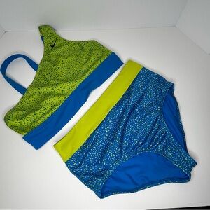 Nike Kids Blue & Green Water Dots Bikini Size XL